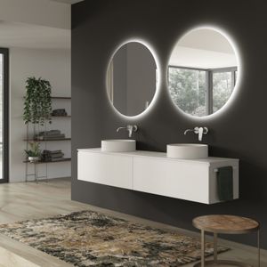 Ronde badkamerspiegel xenz salo met rondom ledverlichting en spiegelverwarming 120 cm