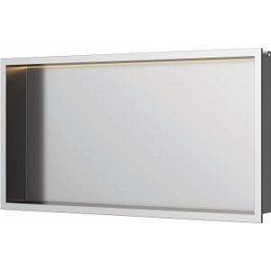 Inbouwnis - RVS Geborsteld Nikkel PVD - 60x30x6,5cm - Met LED Verlichting