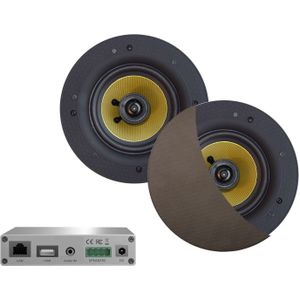 Wifi-Audiosysteem Aquasound (Airplay + Dlna) 30 Watt, Incl Rumba Speakers 116 mm 230V/12V, Lan /Wlan Inox/Rvs Look
