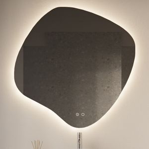 Badkamerspiegel gliss design clio 100x100 cm met led-verlichting en spiegelverwarming