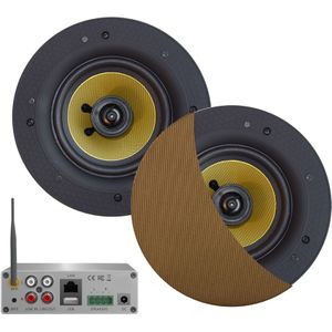 Wifi-Audiosysteem Aquasound (Airplay + Dlna) 70 Watt, Incl Zumba Speakers 230 mm, 230V/20V, Lan /Wlan Brushed Gold
