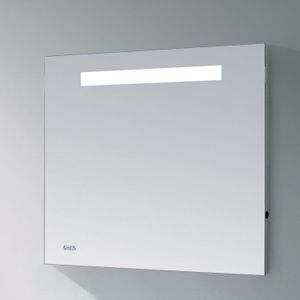 Badkamerspiegel met led verlichting sanitop clock 90x70 cm met digitale klok en sensor