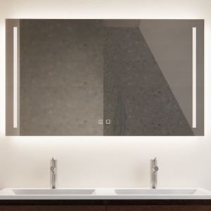 Spiegel gliss design verticaal led standaard dubbele led verlichting met spiegelverwarming 120 cm