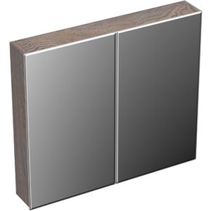 Spiegelkast forzalaqua uni 80x12.5x68.8 cm 2 deuren tweezijdig spiegel eiken silver grey