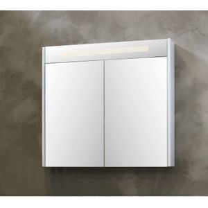 Spiegelkast BWS Salt 2 Deuren Met LED 80x74 cm Incl. Planchetten Scotch Oak