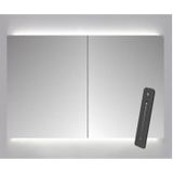 Spiegelkast sanicare qlassics ambiance 120x60 cm met dubbelzijdige spiegeldeuren, led verlichting en afstandsbediening grey wood