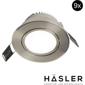 Inbouwspot Häsler Tordera Incl. Fase Aansnijding Dimbaar 8 cm 4 Watt Helder Wit RVS Set 9x