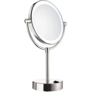 Smedbo outline led make-up spiegel vrijstaand 18 cm 5x vergrotend chroom