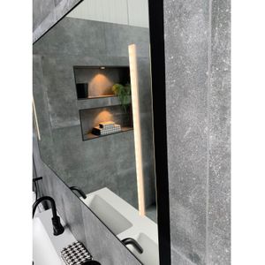 Badkamerspiegel xenz pacengo 100x70 cm industrieel zwart frame met verlichting en spiegelverwarming