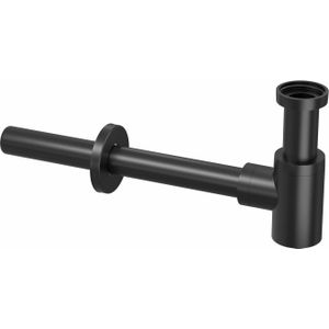 Bekersifon INK Laag Model incl Muurbuis en Rozet Mat Zwart OUTLET