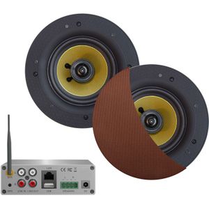 Wifi-Audiosysteem Aquasound (Airplay + Dlna) 50 Watt, Incl Samba Speakers 205 mm, 230V/12V, Lan /Wlan Brushed Koper