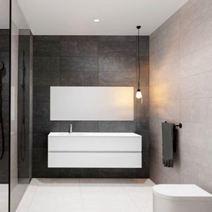 Badkamermeubel Solid Surface BWS Oslo 150x46 cm Dubbel Mat Wit 4 Laden (0 kraangaten)
