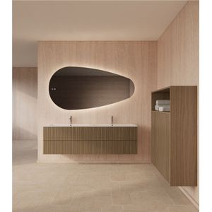 Spiegel Gliss Design Thalia Organisch 160 x 82 cm Incl. Spiegelverwarming en Indirect LED-verlichting Rondom