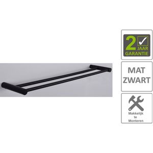 Bws handdoekrek mia dubbel 60 cm mat zwart