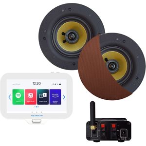Connect Badkamerradio Aquasound N-Joy Controller (Ipx7) + Wand Lader + Samba Speakerset Bluetooth / 50 Watt / 230V/12V Brushed Koper
