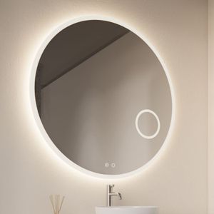 Spiegel gliss design sol rond 60 cm met led met spiegelverwarming verlichting en spiegelverwarming