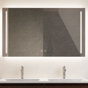 Spiegel gliss design verticaal led standaard dubbele led verlichting met spiegelverwarming 100 cm