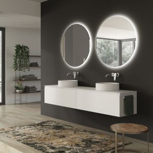 Ronde badkamerspiegel xenz salo met rondom ledverlichting en spiegelverwarming 100 cm