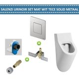 Urinoir set salenzi hung achterinlaat mat wit met tece solid drukplaat metaal