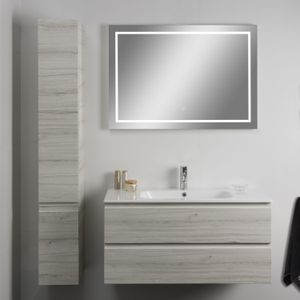 Badkamerspiegel xenz sirmione 80x70 cm met rondom ledverlichting en spiegelverwarming