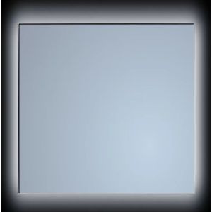 Spiegel sanicare q-mirrors 80x70 cm vierkant met rondom led cold white, omlijsting aluminium incl. Ophangmateriaal zonder schakelaar