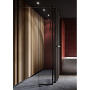 Glaspaneel Riho Define Incl. H-Profiel en Hoekprofiel 40x200 cm Mat Gunmetal