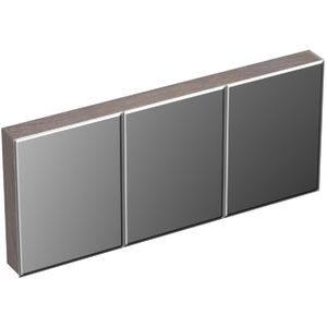 Spiegelkast forzalaqua uni 160x68.5x12.5 cm 3 deuren tweezijdig spiegel eiken silver grey