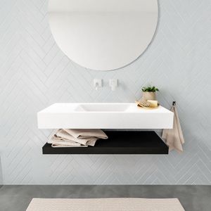 Badkamermeubel BWS Ibiza 100 cm met Mat Zwart Planchet Solid Surface Wastafel Mat Wit (zes varianten)