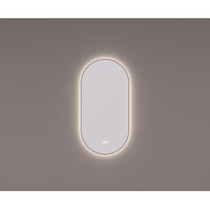 Spiegel Hipp Design SPV 13900 BL Ovaal Met Verlichting Incl. Spiegelverwarming Mat Zwart Frame (Alle Maten)