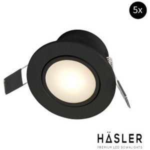 Inbouwspot Häsler Zaragoza Incl. Fase Aansnijding Dimbaar 8.3 cm 4 Watt Warm Wit Mat Zwart Set 5x