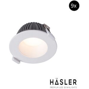 Inbouwspot Häsler Greccio Incl. Fase Aansnijding Dimbaar 8.8 cm 3.6 Watt Warm Wit Set 9x