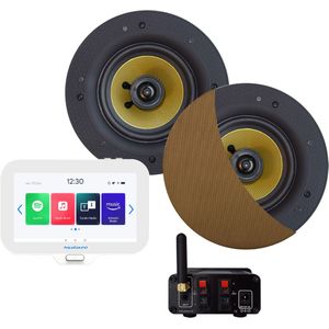 Connect Badkamerradio Aquasound N-Joy Controller (Ipx7) + Wand Lader + Zumba Speakerset Bluetooth / 70 Watt / 230V/18V Brushed Gold