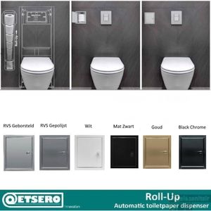 ROLL UP inbouw Toiletrolhouder voor 6 rollen Messing Goud