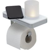 Planchet met toiletrolhouder en houder led licht geesa frame wit chroom