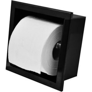 Inbouw toiletrolhouder wiesbaden rvs mat zwart (zonder klep)