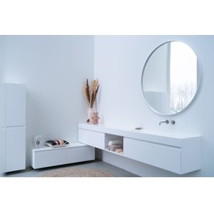 INK Spiegel Rond Mat Wit Aluminium Kader 60 x 3,5 cm