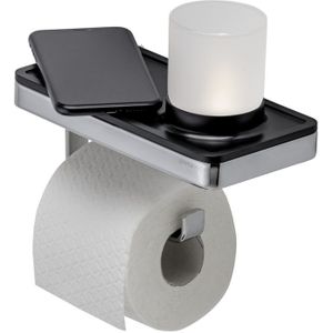 Planchet met toiletrolhouder en houder led licht geesa frame zwart chroom