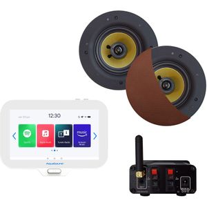 Connect Badkamerradio Aquasound N-Joy Controller (Ipx7) + Wand Lader + Rumba Speakerset Bluetooth / 30 Watt / 230V/12V Brushed Koper