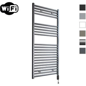 Elektrische Radiator Sanicare HWV Met Wifi 111,8x60 cm Gunmetal 730W Met Thermostaat Zwart Rechtsonder
