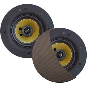 Speakerset Aquasound Samba 65W (Draaibare Tweeter), Rond 195 mm, Randloos Inox/Rvs Look