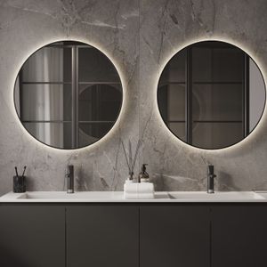Spiegel martens design toronto 120 cm met indirecte verlichting rondom en spiegelverwarming mat zwart