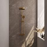 BRAUER - Stripe Opbouw Thermostatische Regendouche - Goud Geborsteld PVD - SET 02 - 25cm Hoofddouche - 3-standen Handdouche