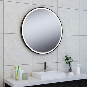 Ronde spiegel wiesbaden maro met led verlichting 100 cm mat zwart