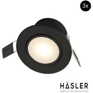 Inbouwspot Häsler Zaragoza Incl. Fase Aansnijding Dimbaar 8.4 cm 4 Watt Helder Wit Mat Zwart Set 3x