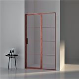 Bws nisdeur frame met vast paneel 90x200 cm 8 mm nano glas geborsteld koper