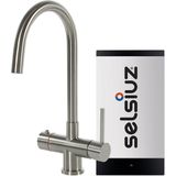Kokendwaterkraan selsiuz steel rond gold inclusief combi boiler