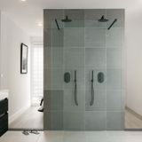 Bruynzeel inloopdoucheset lector 100x210 cm 8 mm helder glas vrijstaand met stabilisatiestang mat zwart