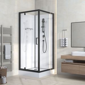 Douchecabine BWS Eva Omkeerbaar 80x215x80 cm Met Draaideur Helder Glas Mat Zwart