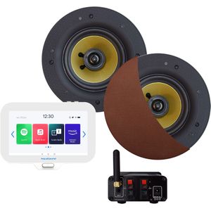 Connect Badkamerradio Aquasound N-Joy Controller (Ipx7) + Wand Lader + Zumba Speakerset Bluetooth / 70 Watt / 230V/18V Brushed Koper