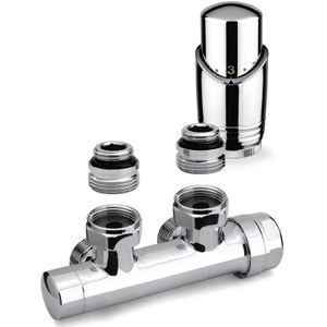 Onderblok Radiator Set Plieger Valvola Design Haaks Chroom